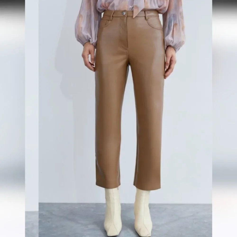 Wilfred Melina Faux Leather Cropped Straight Leg Pants 8 - Picture 13 of 14